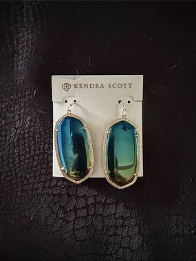 Kendra Scott Gold-Tone Earrings with Blue-Green Iridescent Stones
